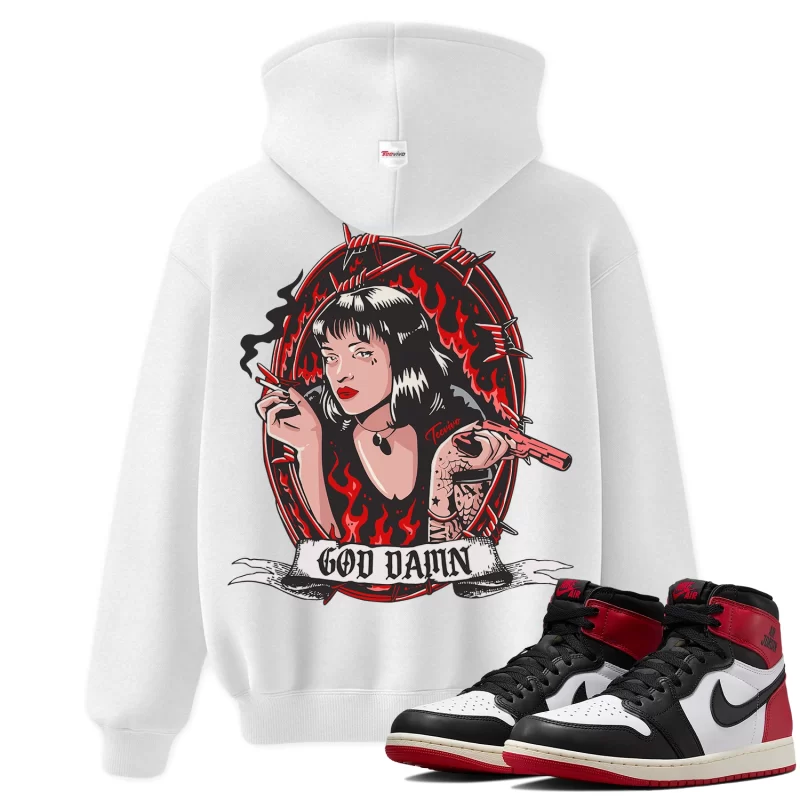 TeeVivo Hoodie Match Air Jordan 1 Retro High OG Black Toe Reimagined God Daaamn – Air Jordan 1 Hoodie, AJ1 Hoodie
