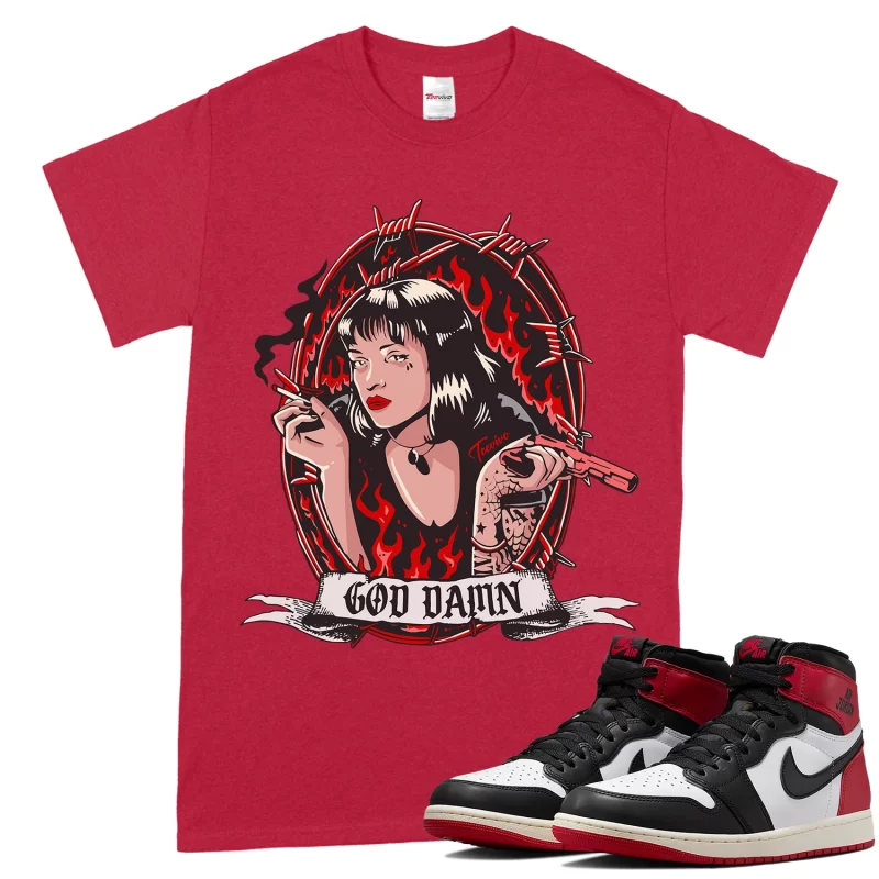 TeeVivo T-Shirt Match Air Jordan 1 Retro High OG Black Toe Reimagined God Daaamn – Air Jordan 1 Shirt, AJ1 Shirt
