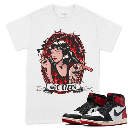 TeeVivo T-Shirt Match Air Jordan 1 Retro High OG Black Toe Reimagined God Daaamn – Air Jordan 1 Shirt, AJ1 Shirt