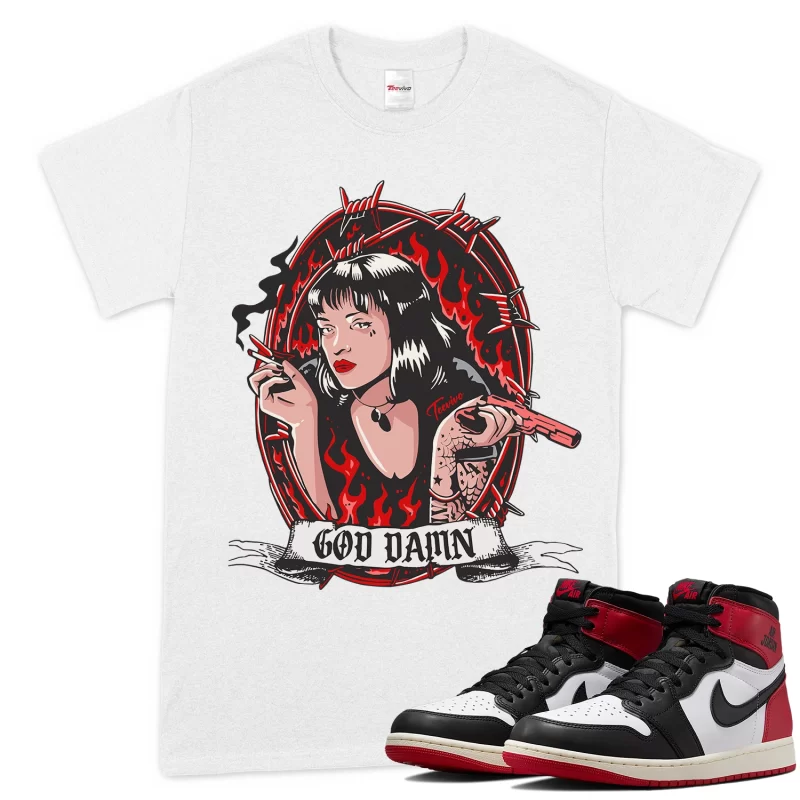 TeeVivo T-Shirt Match Air Jordan 1 Retro High OG Black Toe Reimagined God Daaamn – Air Jordan 1 Shirt, AJ1 Shirt