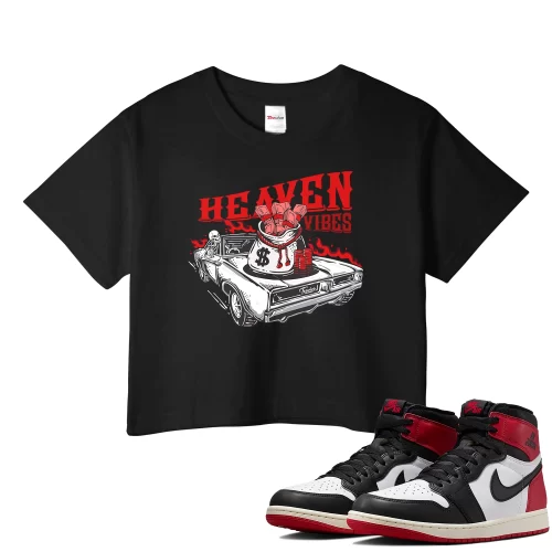 TeeVivo Crop Top Match Air Jordan 1 Retro High OG Black Toe Reimagined Heaven vibes – Air Jordan 1 Crop Top, AJ1 Crop Top