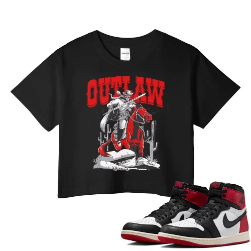 TeeVivo Crop Top Match Air Jordan 1 Retro High OG Black Toe Reimagined Outlaw – Air Jordan 1 Crop Top, AJ1 Crop Top