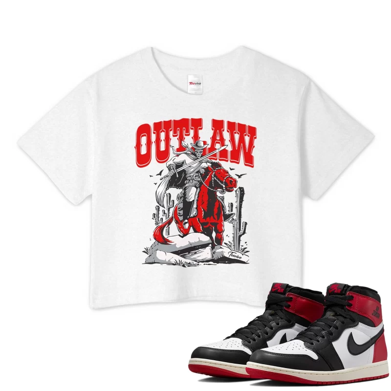 TeeVivo Crop Top Match Air Jordan 1 Retro High OG Black Toe Reimagined Outlaw – Air Jordan 1 Crop Top, AJ1 Crop Top