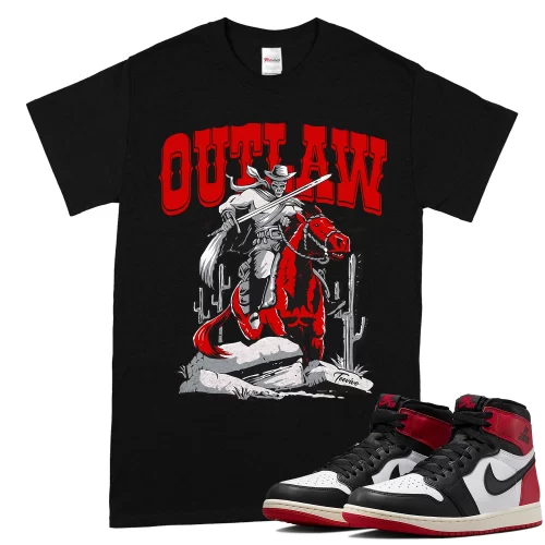 TeeVivo T-Shirt Match Air Jordan 1 Retro High OG Black Toe Reimagined Outlaw – Air Jordan 1 Shirt, AJ1 Shirt