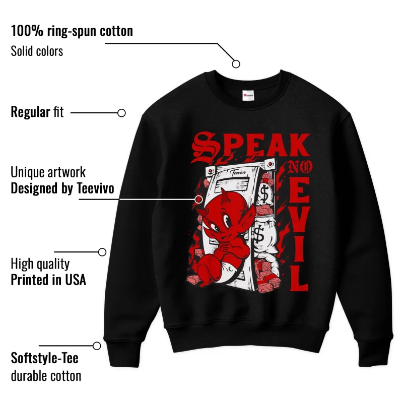 TeeVivo Sweatshirt Match Air Jordan 1 Retro High OG Black Toe Reimagined Speak no evil – Air Jordan 1 Sweatshirt, AJ1 Sweatshirt