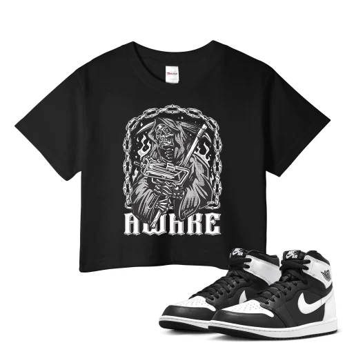 TeeVivo Crop Top Match Air Jordan 1 Retro High OG Black White Awake – Air Jordan 1 Crop Top, AJ1 Crop Top