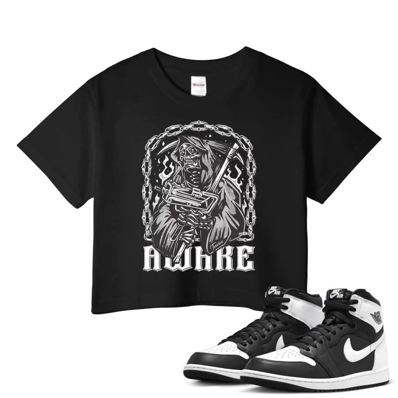 TeeVivo Crop Top Match Air Jordan 1 Retro High OG Black White Awake – Air Jordan 1 Crop Top, AJ1 Crop Top