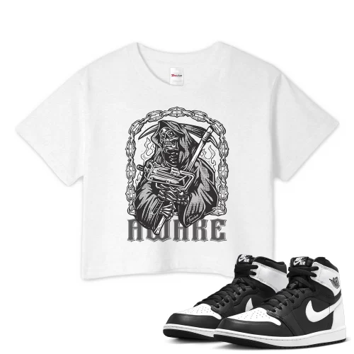 TeeVivo Crop Top Match Air Jordan 1 Retro High OG Black White Awake – Air Jordan 1 Crop Top, AJ1 Crop Top