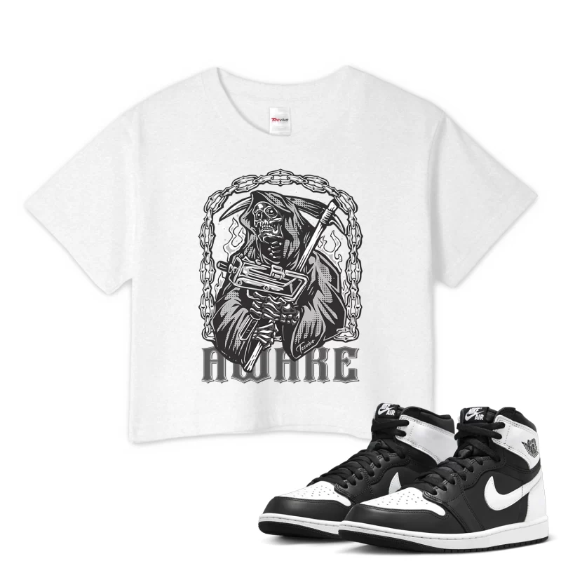 TeeVivo Crop Top Match Air Jordan 1 Retro High OG Black White Awake – Air Jordan 1 Crop Top, AJ1 Crop Top