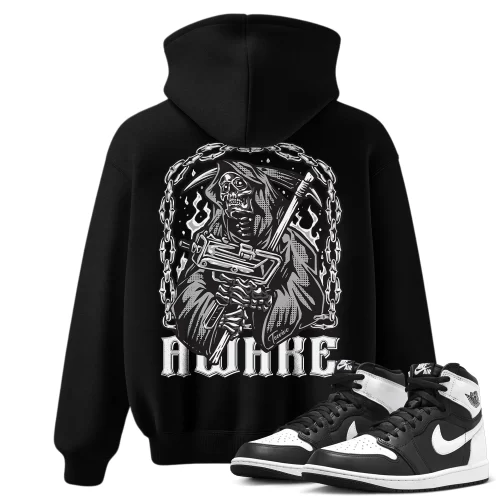 TeeVivo Hoodie Match Air Jordan 1 Retro High OG Black White Awake – Air Jordan 1 Hoodie, AJ1 Hoodie