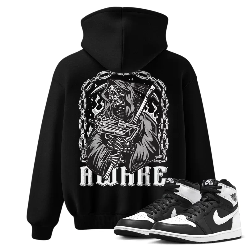 TeeVivo Hoodie Match Air Jordan 1 Retro High OG Black White Awake – Air Jordan 1 Hoodie, AJ1 Hoodie