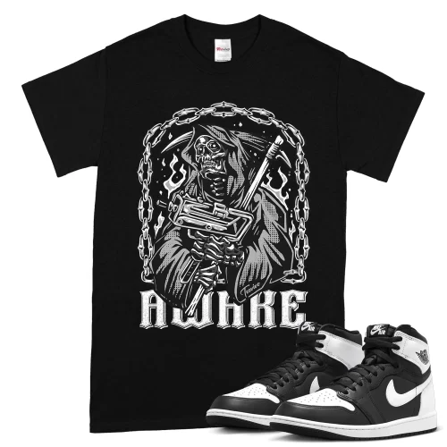 TeeVivo T-Shirt Match Air Jordan 1 Retro High OG Black White Awake – Air Jordan 1 Shirt, AJ1 Shirt