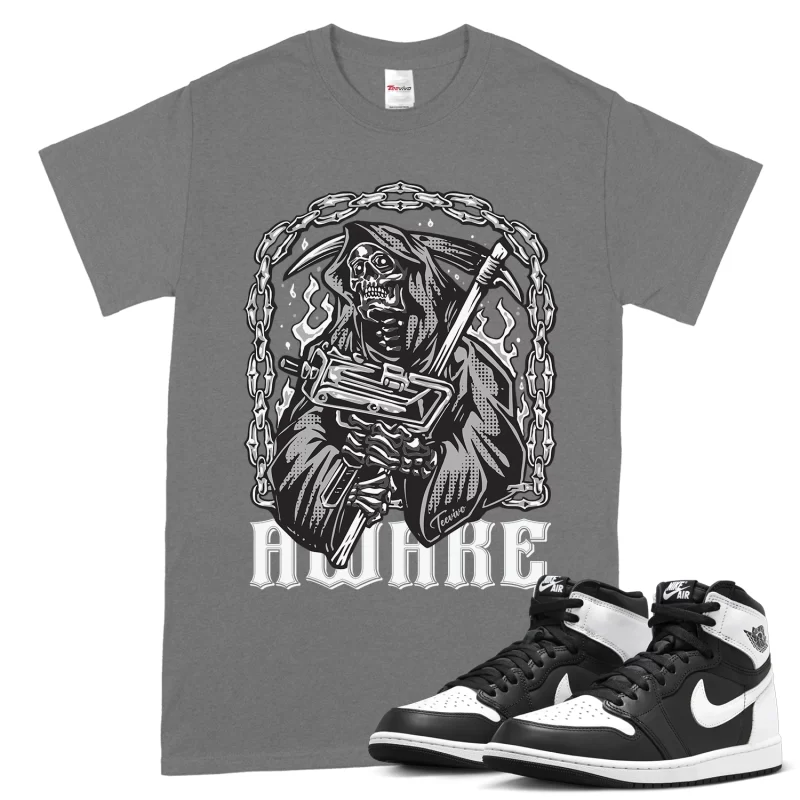 TeeVivo T-Shirt Match Air Jordan 1 Retro High OG Black White Awake – Air Jordan 1 Shirt, AJ1 Shirt