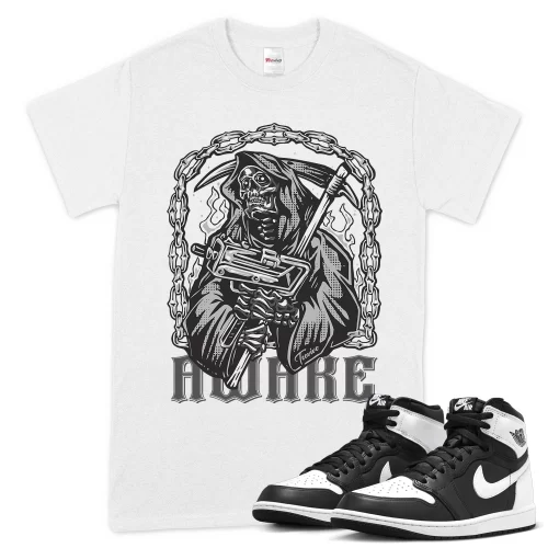 TeeVivo T-Shirt Match Air Jordan 1 Retro High OG Black White Awake – Air Jordan 1 Shirt, AJ1 Shirt