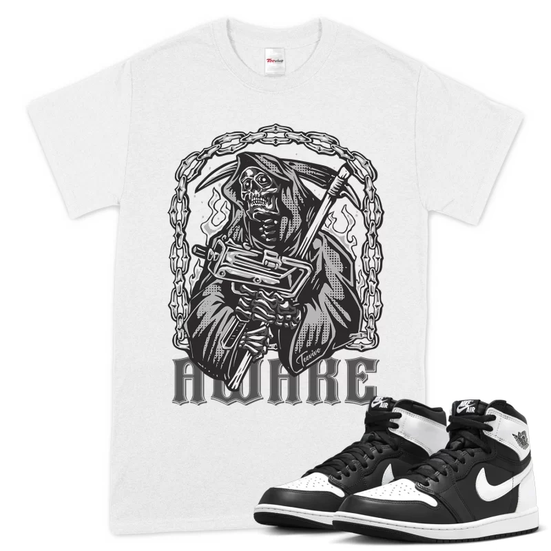 TeeVivo T-Shirt Match Air Jordan 1 Retro High OG Black White Awake – Air Jordan 1 Shirt, AJ1 Shirt