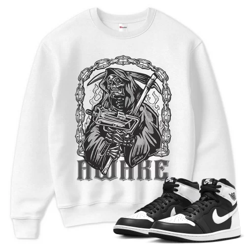 TeeVivo Sweatshirt Match Air Jordan 1 Retro High OG Black White Awake – Air Jordan 1 Sweatshirt, AJ1 Sweatshirt