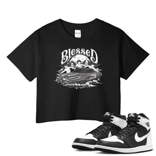 TeeVivo Crop Top Match Air Jordan 1 Retro High OG Black White Blessed – Air Jordan 1 Crop Top, AJ1 Crop Top