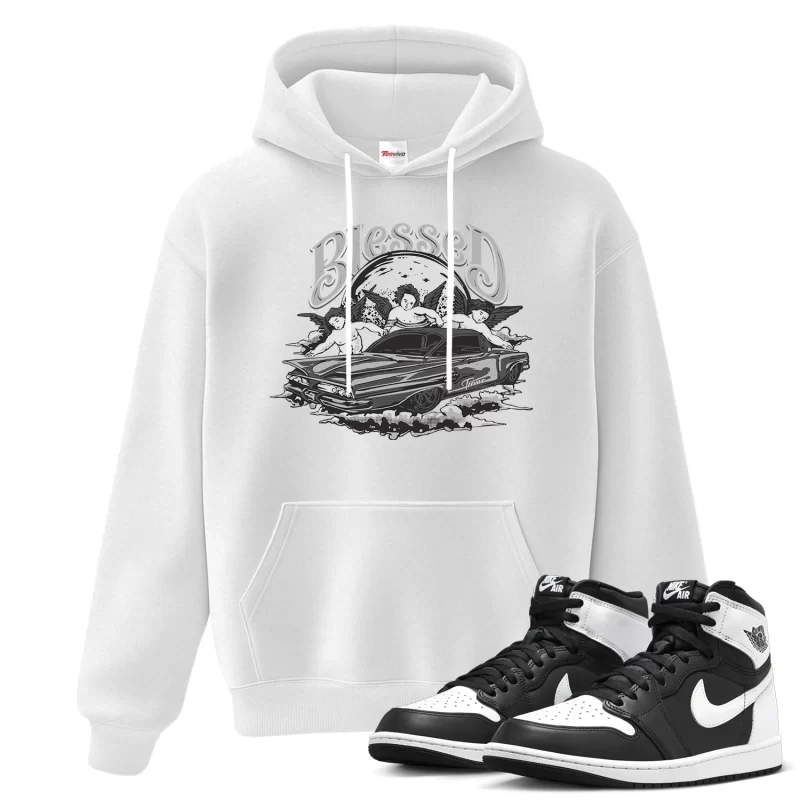 TeeVivo Hoodie Match Air Jordan 1 Retro High OG Black White Blessed – Air Jordan 1 Hoodie, AJ1 Hoodie