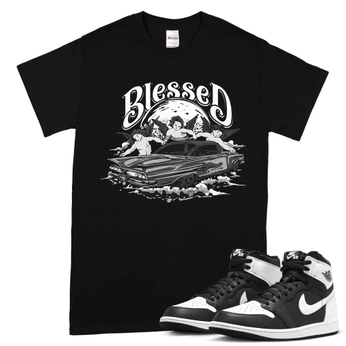 TeeVivo T-Shirt Match Air Jordan 1 Retro High OG Black White Blessed – Air Jordan 1 Shirt, AJ1 Shirt