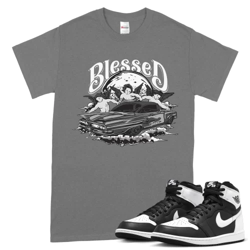 TeeVivo T-Shirt Match Air Jordan 1 Retro High OG Black White Blessed – Air Jordan 1 Shirt, AJ1 Shirt