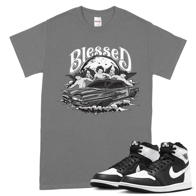 TeeVivo T-Shirt Match Air Jordan 1 Retro High OG Black White Blessed – Air Jordan 1 Shirt, AJ1 Shirt