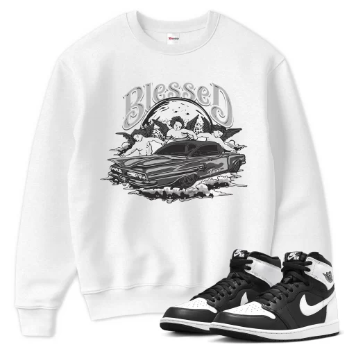 TeeVivo Sweatshirt Match Air Jordan 1 Retro High OG Black White Blessed – Air Jordan 1 Sweatshirt, AJ1 Sweatshirt