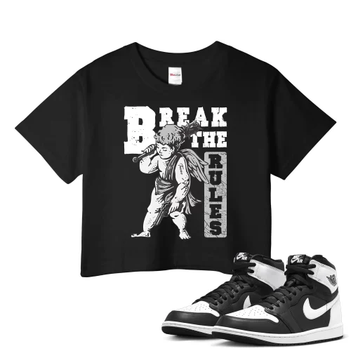 TeeVivo Crop Top Match Air Jordan 1 Retro High OG Black White Break the rules – Air Jordan 1 Crop Top, AJ1 Crop Top