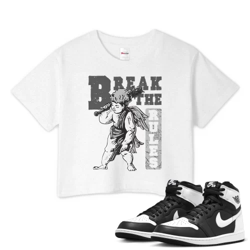 TeeVivo Crop Top Match Air Jordan 1 Retro High OG Black White Break the rules – Air Jordan 1 Crop Top, AJ1 Crop Top