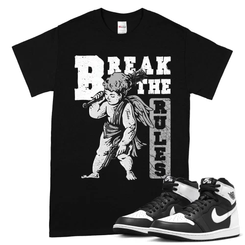 TeeVivo T-Shirt Match Air Jordan 1 Retro High OG Black White Break the rules – Air Jordan 1 Shirt, AJ1 Shirt