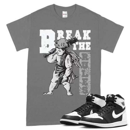 TeeVivo T-Shirt Match Air Jordan 1 Retro High OG Black White Break the rules – Air Jordan 1 Shirt, AJ1 Shirt