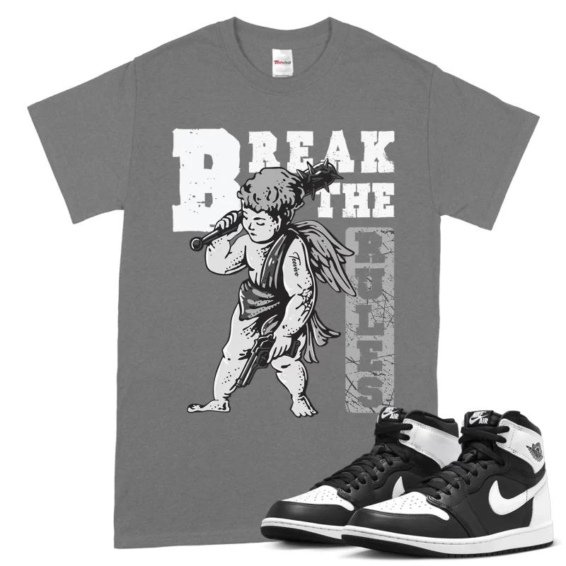 TeeVivo T-Shirt Match Air Jordan 1 Retro High OG Black White Break the rules – Air Jordan 1 Shirt, AJ1 Shirt