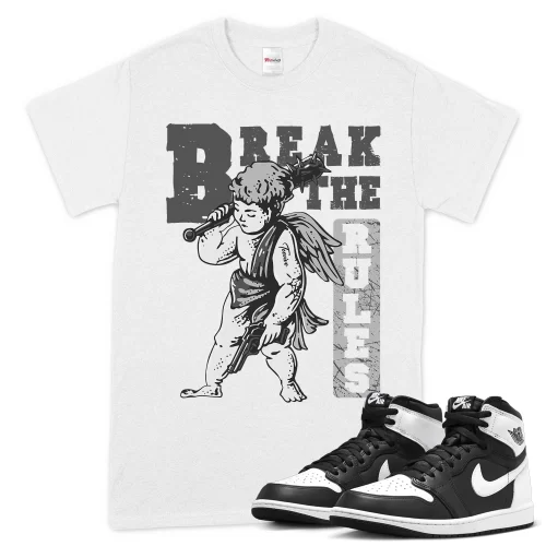 TeeVivo T-Shirt Match Air Jordan 1 Retro High OG Black White Break the rules – Air Jordan 1 Shirt, AJ1 Shirt
