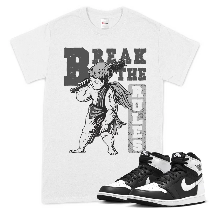 TeeVivo T-Shirt Match Air Jordan 1 Retro High OG Black White Break the rules – Air Jordan 1 Shirt, AJ1 Shirt