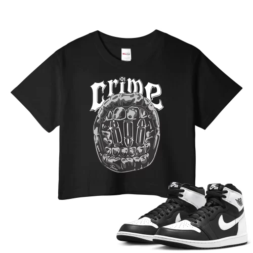 TeeVivo Crop Top Match Air Jordan 1 Retro High OG Black White Crime – Air Jordan 1 Crop Top, AJ1 Crop Top