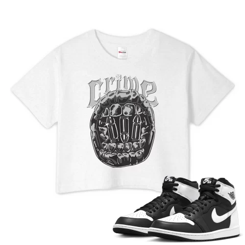 TeeVivo Crop Top Match Air Jordan 1 Retro High OG Black White Crime – Air Jordan 1 Crop Top, AJ1 Crop Top