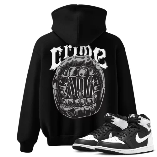 TeeVivo Hoodie Match Air Jordan 1 Retro High OG Black White Crime – Air Jordan 1 Hoodie, AJ1 Hoodie