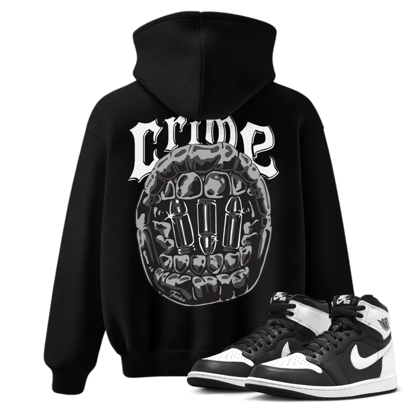 TeeVivo Hoodie Match Air Jordan 1 Retro High OG Black White Crime – Air Jordan 1 Hoodie, AJ1 Hoodie