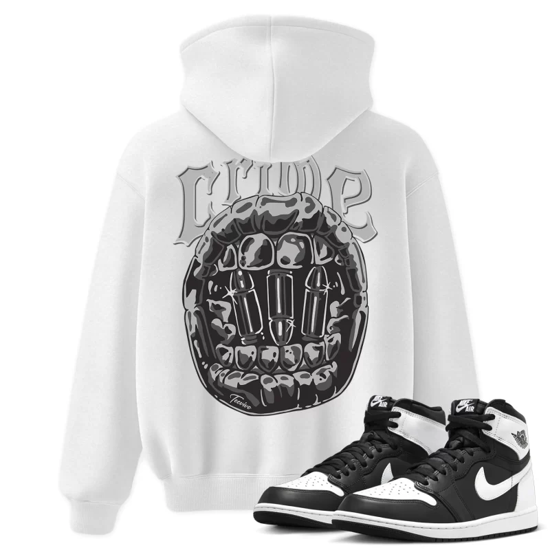 TeeVivo Hoodie Match Air Jordan 1 Retro High OG Black White Crime – Air Jordan 1 Hoodie, AJ1 Hoodie