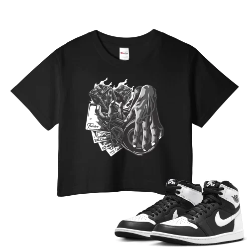 TeeVivo Crop Top Match Air Jordan 1 Retro High OG Black White Gambling – Air Jordan 1 Crop Top, AJ1 Crop Top