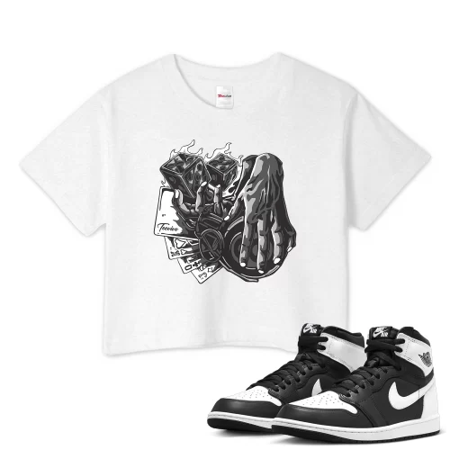 TeeVivo Crop Top Match Air Jordan 1 Retro High OG Black White Gambling – Air Jordan 1 Crop Top, AJ1 Crop Top