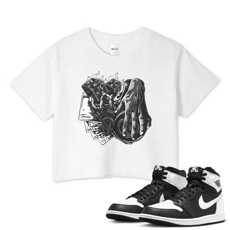 TeeVivo Crop Top Match Air Jordan 1 Retro High OG Black White Gambling – Air Jordan 1 Crop Top, AJ1 Crop Top