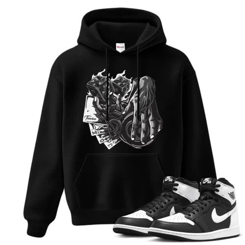 TeeVivo Hoodie Match Air Jordan 1 Retro High OG Black White Gambling – Air Jordan 1 Hoodie, AJ1 Hoodie