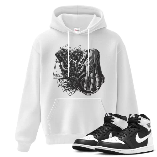 TeeVivo Hoodie Match Air Jordan 1 Retro High OG Black White Gambling – Air Jordan 1 Hoodie, AJ1 Hoodie