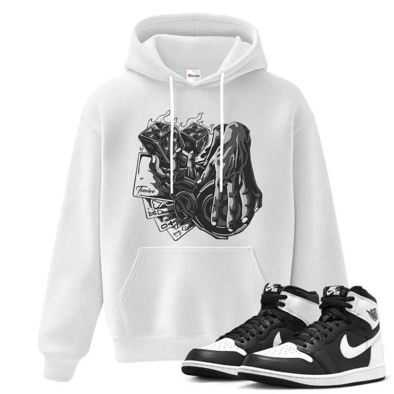 TeeVivo Hoodie Match Air Jordan 1 Retro High OG Black White Gambling – Air Jordan 1 Hoodie, AJ1 Hoodie