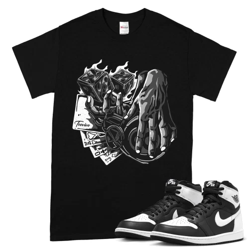 TeeVivo T-Shirt Match Air Jordan 1 Retro High OG Black White Gambling – Air Jordan 1 Shirt, AJ1 Shirt