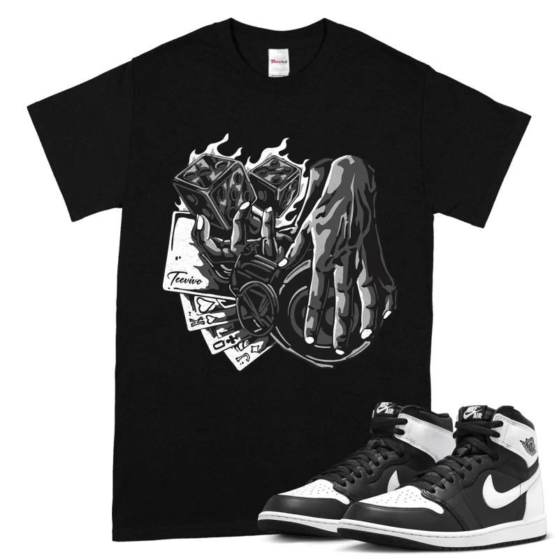 TeeVivo T-Shirt Match Air Jordan 1 Retro High OG Black White Gambling – Air Jordan 1 Shirt, AJ1 Shirt