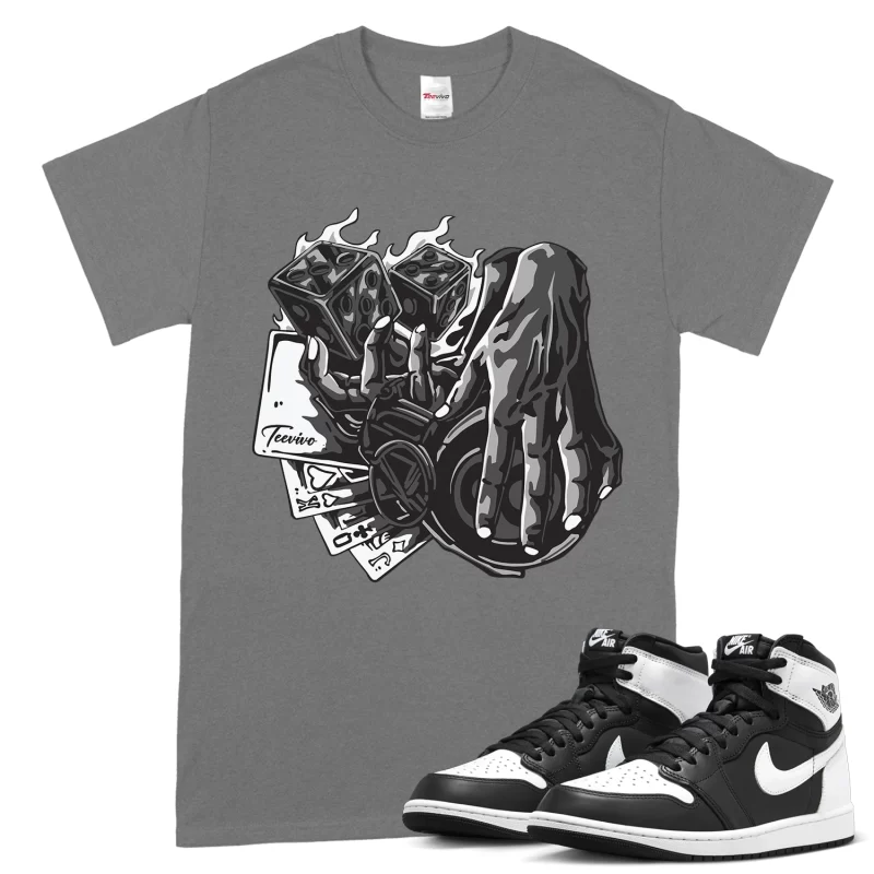 TeeVivo T-Shirt Match Air Jordan 1 Retro High OG Black White Gambling – Air Jordan 1 Shirt, AJ1 Shirt