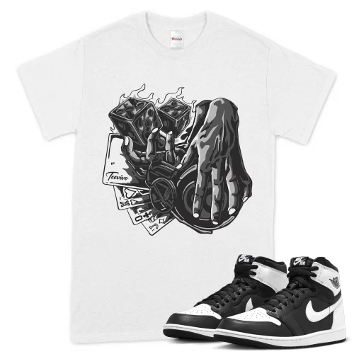 TeeVivo T-Shirt Match Air Jordan 1 Retro High OG Black White Gambling – Air Jordan 1 Shirt, AJ1 Shirt