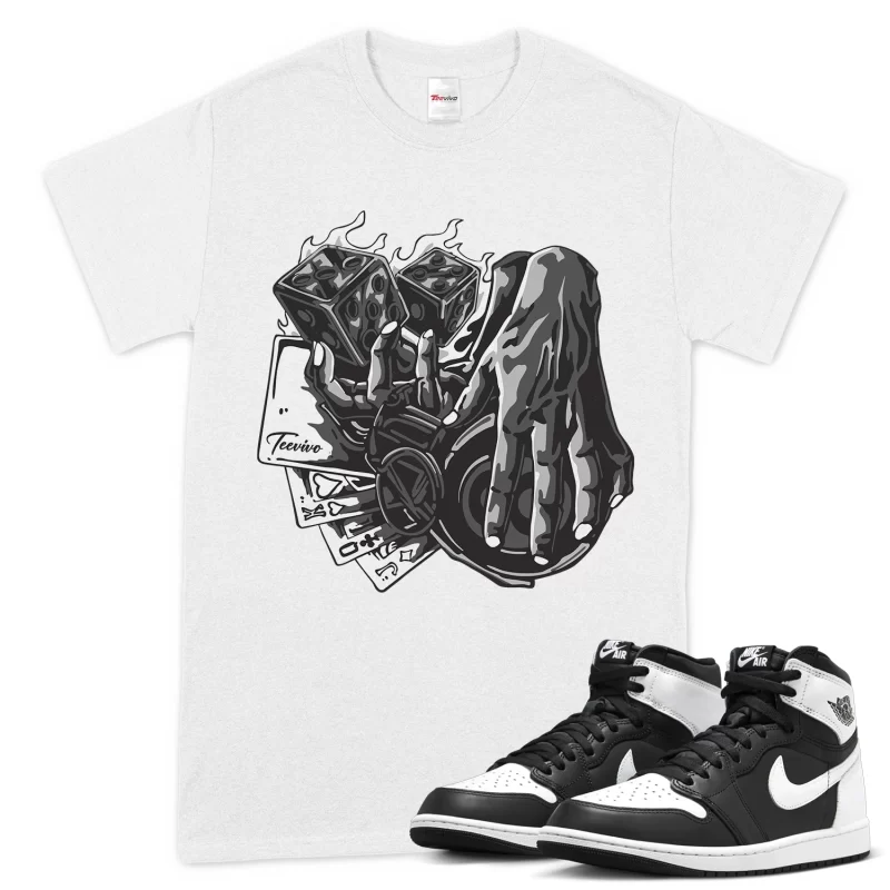 TeeVivo T-Shirt Match Air Jordan 1 Retro High OG Black White Gambling – Air Jordan 1 Shirt, AJ1 Shirt