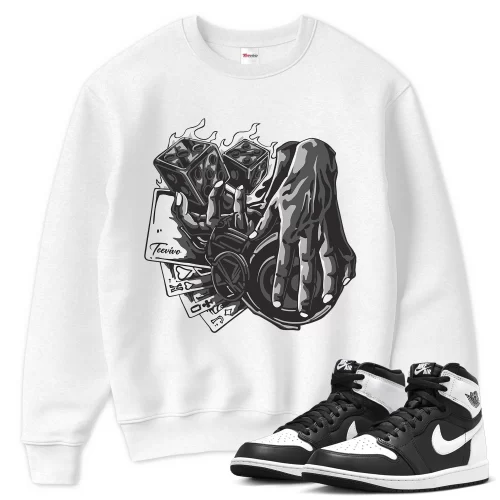 TeeVivo Sweatshirt Match Air Jordan 1 Retro High OG Black White Gambling – Air Jordan 1 Sweatshirt, AJ1 Sweatshirt